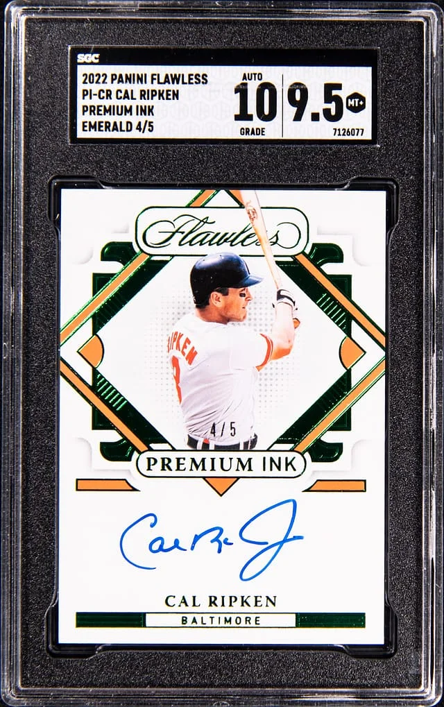 2022 Panini Flawless Cal Ripken Premium Ink Emerald #PI-CR card image