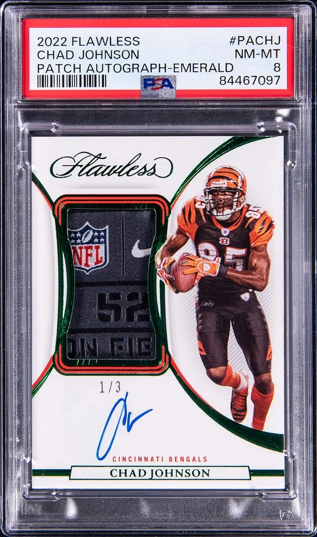 2022 Panini Flawless Chad Johnson (#45294) Patch Autographs Emerald #PACHJ card image