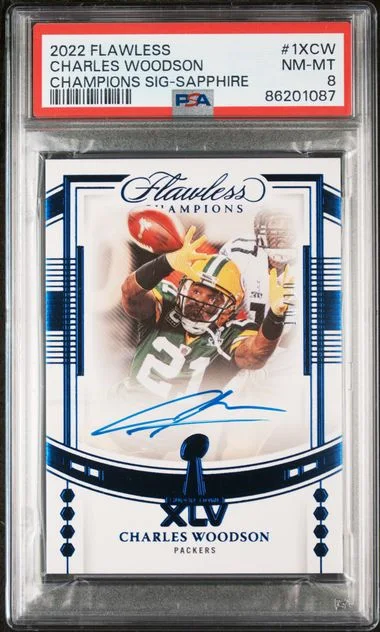 2022 Panini Flawless Charles Woodson Champions Signatures Sapphire #1XCW card image