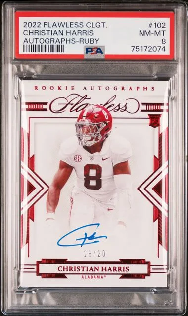 2022 Panini Flawless Christian Harris Collegiate Autographs-Ruby #102 card image