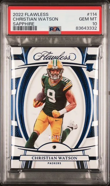 2022 Panini Flawless Christian Watson Sapphire #114 card image