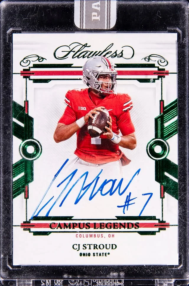 2022 Panini Flawless CJ Stroud Collegiate Campus Legends Emerald White Box #CL-CJS card image