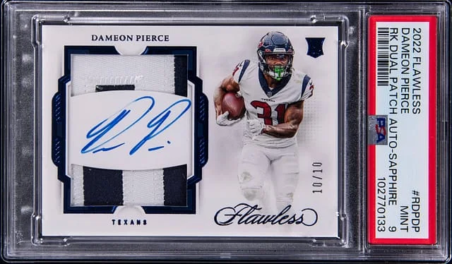 2022 Panini Flawless Dameon Pierce Dual Patch Autographs Sapphire #RDP-DP card image