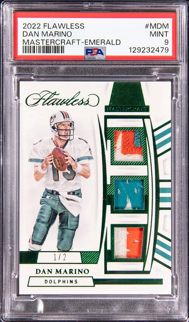2022 Panini Flawless Dan Marino Mastercraft Emerald #M-DM card image
