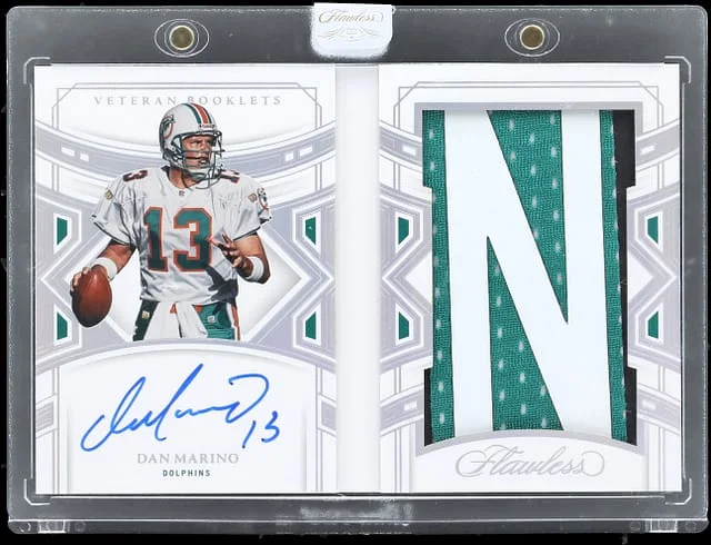 2022 Panini Flawless Dan Marino Veteran Booklet Nameplates Autograph #VB-DM card image