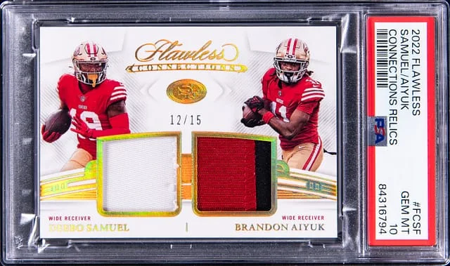 2022 Panini Flawless Deebo Samuel/Brandon Aiyuk Connections Relics #FC-SF card image
