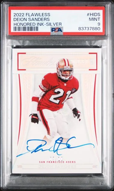 2022 Panini Flawless Deion Sanders Honored Ink Silver #HI-DS card image