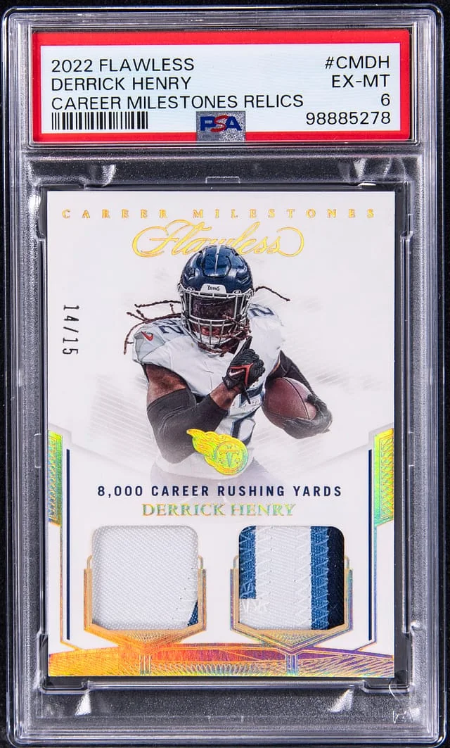 2022 Panini Flawless Derrick Henry Career Milestones Relics #CM-DH card image