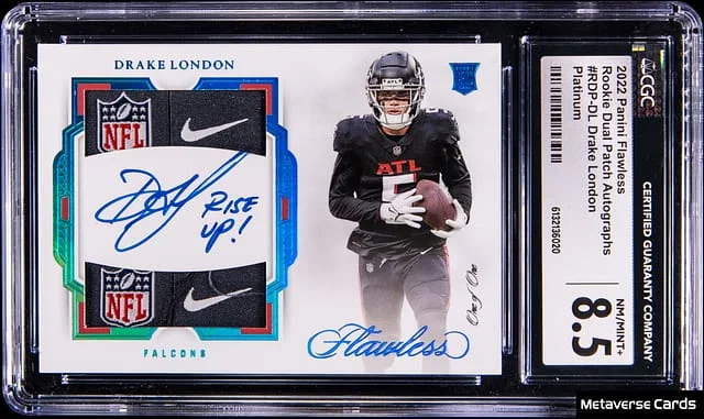 2022 Panini Flawless Drake London Dual Patch Autographs Platinum #RDP-DL card image