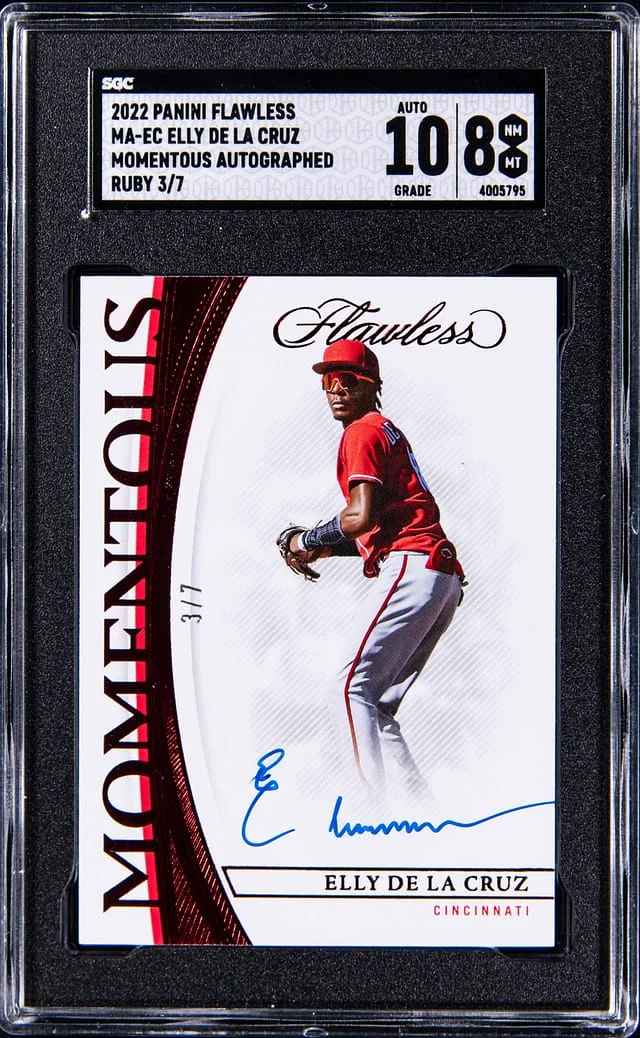 2022 Panini Flawless Elly De La Cruz Momentous Autographs Ruby #MA-EC card image