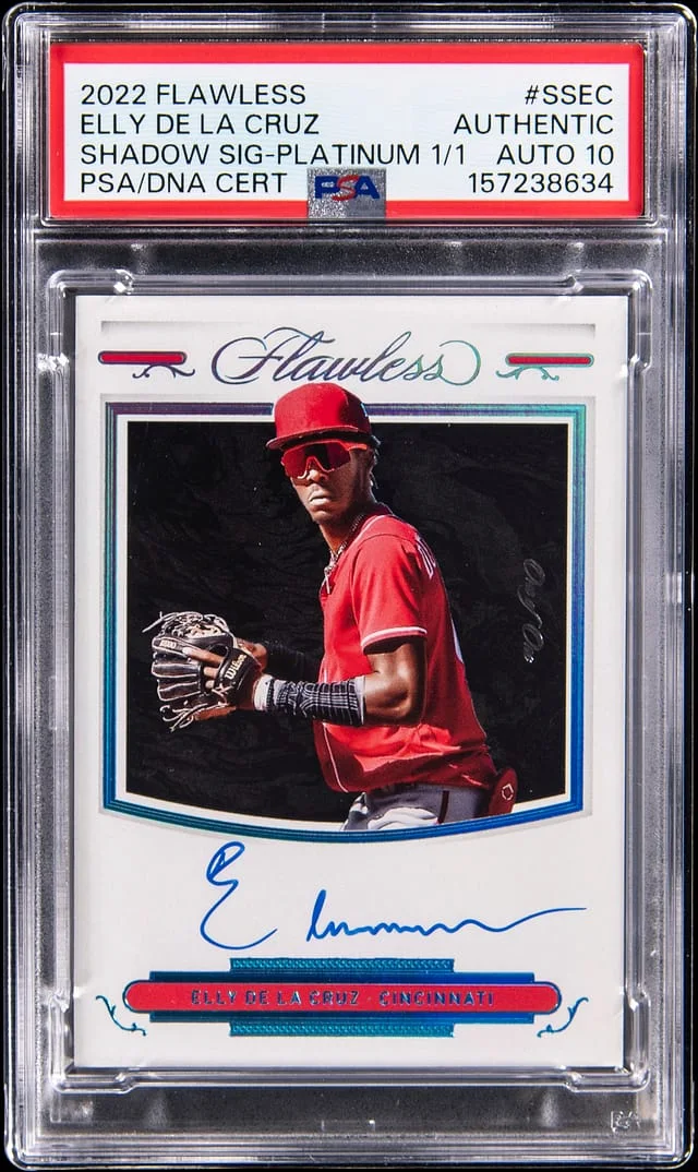 2022 Panini Flawless Elly De La Cruz Shadow Signatures Platinum #SS-EC card image