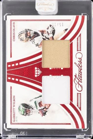 2022 Panini Flawless Football Garrett Wilson/Chris Olave Dual Diamond Memorabilia Ruby #DDM-WR card image