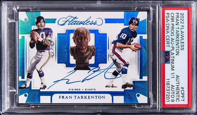 2022 Panini Flawless Fran Tarkenton Career Progress Autographs Platinum #CP-FT card image