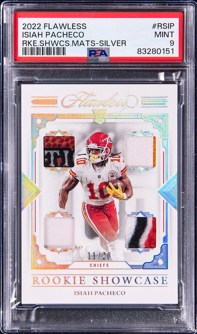 2022 Panini Flawless Isiah Pacheco (#45616) Showcase Materials Silver #RSIP card image