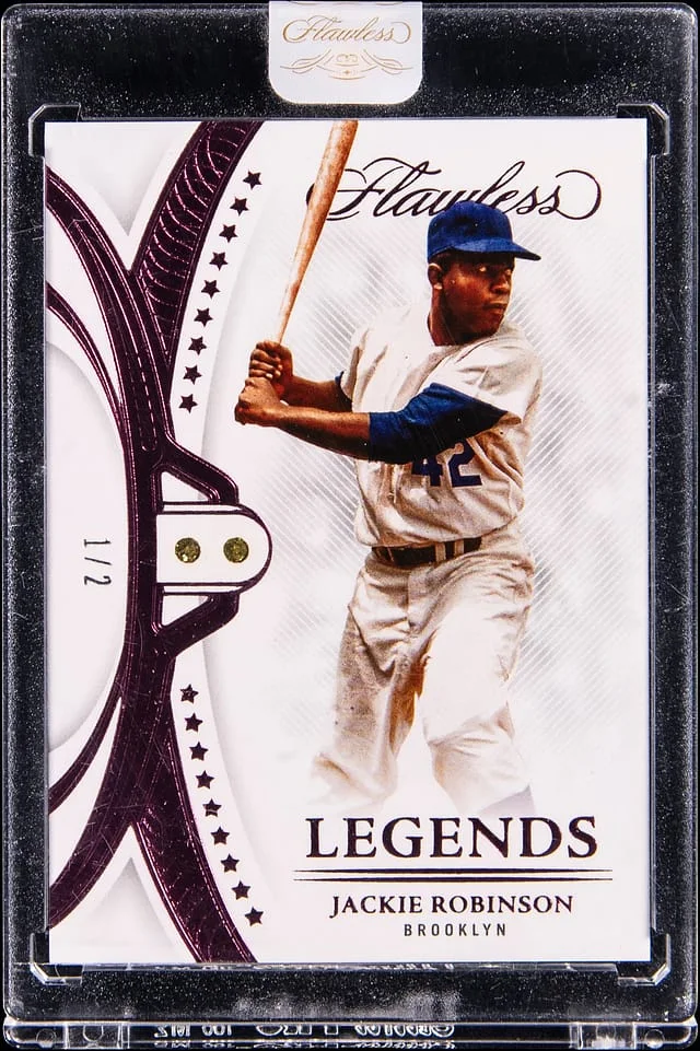 2022 Panini Flawless Jackie Robinson Diamond Relic Card - Panini Encased Legends Pink #23 card image