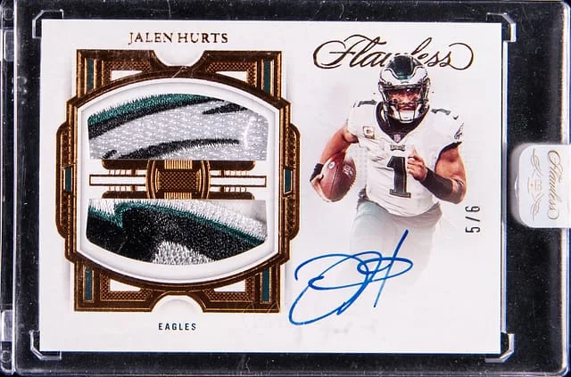 2022 Panini Flawless Jalen Hurts Dual Patch Autographs Bronze #DPA-JAH card image