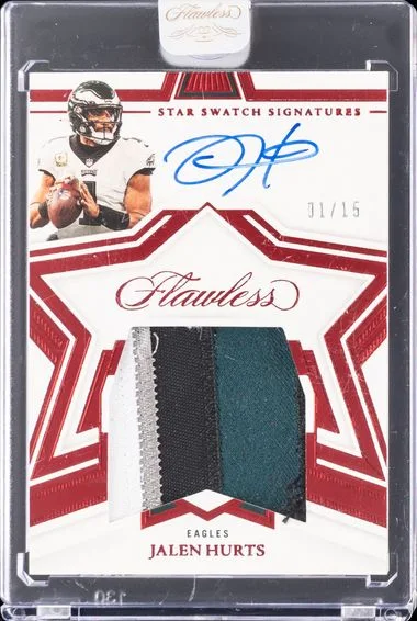 2022 Panini Flawless Jalen Hurts Star Swatch Signatures Ruby #SSS-JAH card image