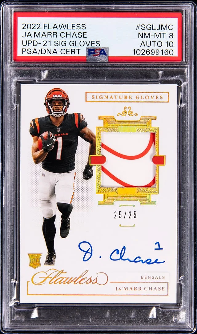 2022 Panini Flawless Ja'Marr Chase Updated '21 Signature Gloves #SGL-JMC card image