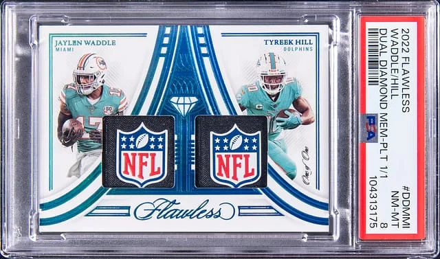 2022 Panini Flawless Jaylen Waddle/Tyreek Hill NFL Shield Dual Diamond Memorabilia Platinum #DDM-MI card image