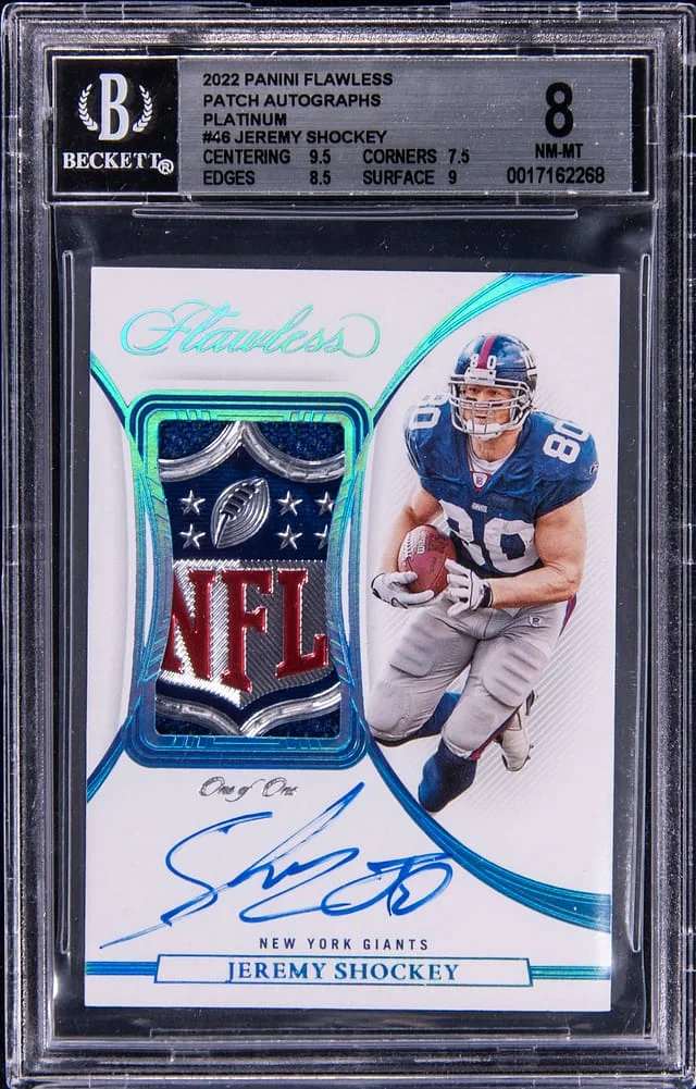 2022 Panini Flawless Jeremy Shockey Patch Autographs Platinum #46 card image