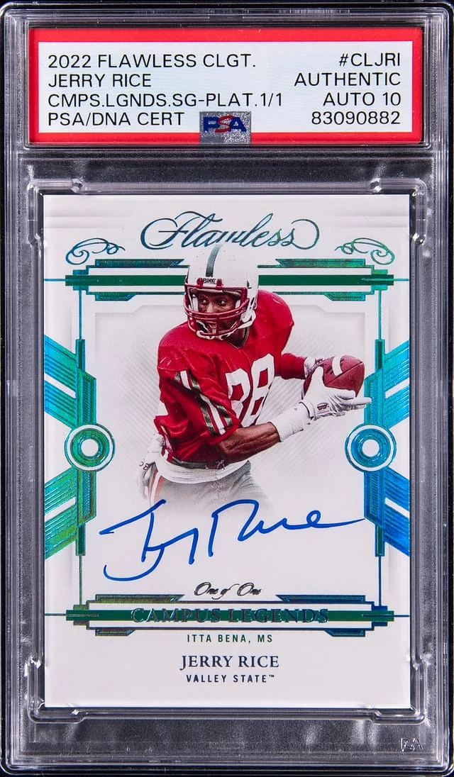 2022 Panini Flawless Jerry Rice Collegiate Campus Legends Signatures Platinum 1/1 #CLJRI card image
