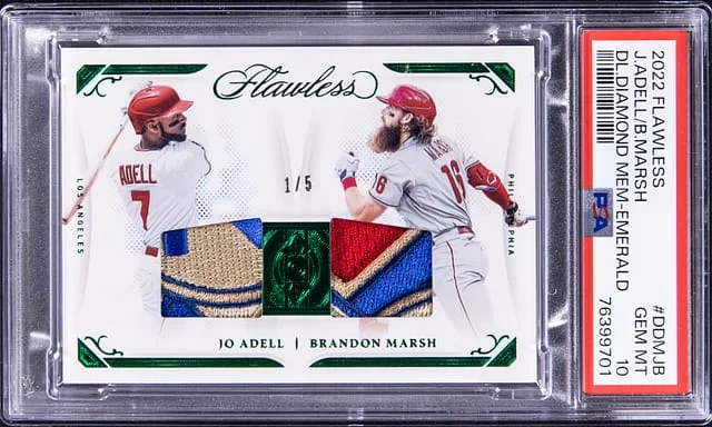 2022 Panini Flawless Joe Adell/Brandon Marsh Dual Diamond Memorabilia Emerald #DDMJB card image