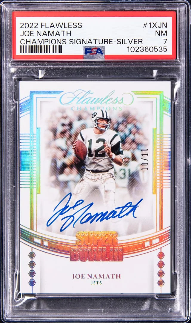 2022 Panini Flawless Joe Namath Champions Signature Silver #1X-JN card image