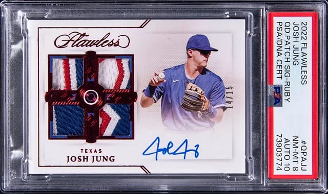 2022 Panini Flawless Josh Jung Quad Patch Signature Ruby #QPAJJ card image