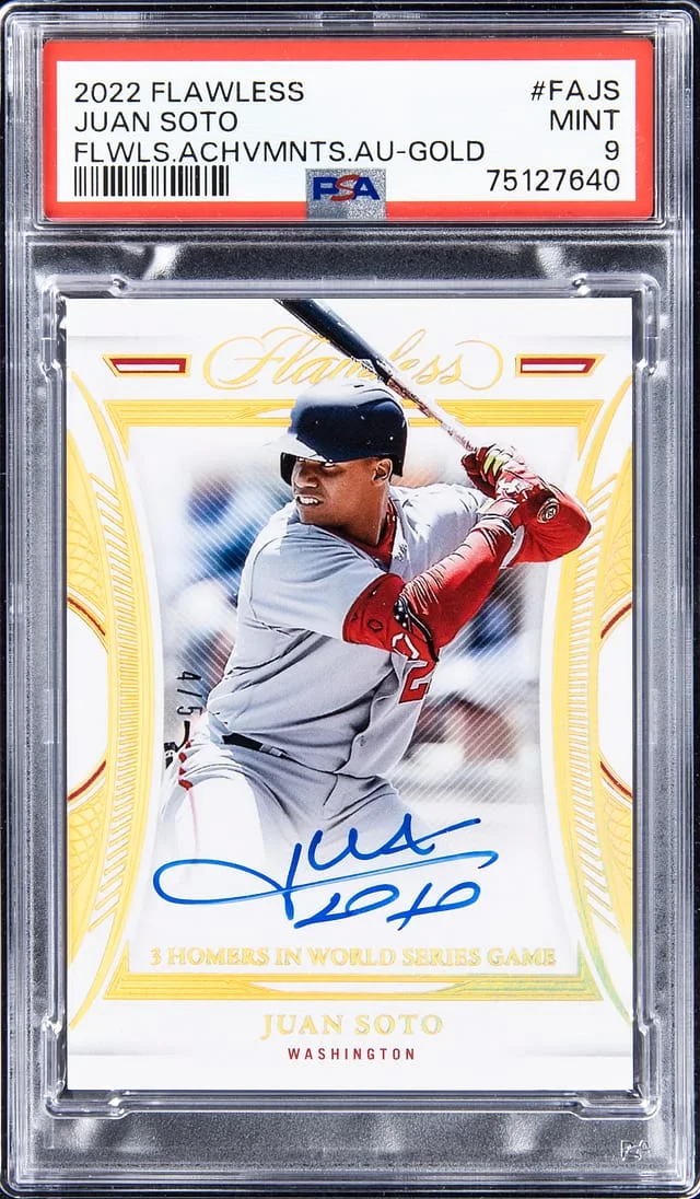 2022 Panini Flawless Juan Soto Achievements Autograph Gold #FAJS card image