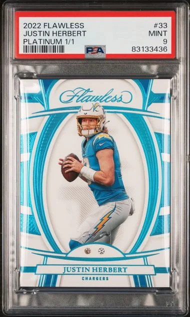 2022 Panini Flawless Justin Herbert Platinum 1/1 #33 card image