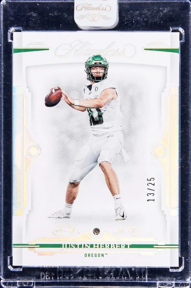 2022 Panini Flawless Justin Herbert Collegiate Diamond Relics #52 card image