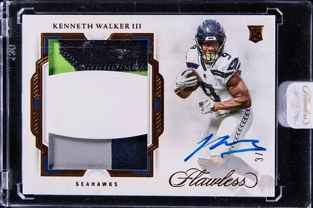 2022 Panini Flawless Kenneth Walker III Dual Patch Autograph Bronze #RDP-KW card image