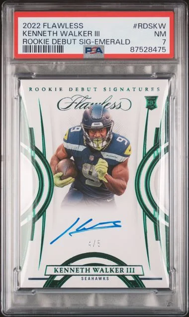 2022 Panini Flawless Kenneth Walker III Debut Signatures Emerald #RDS-KW card image