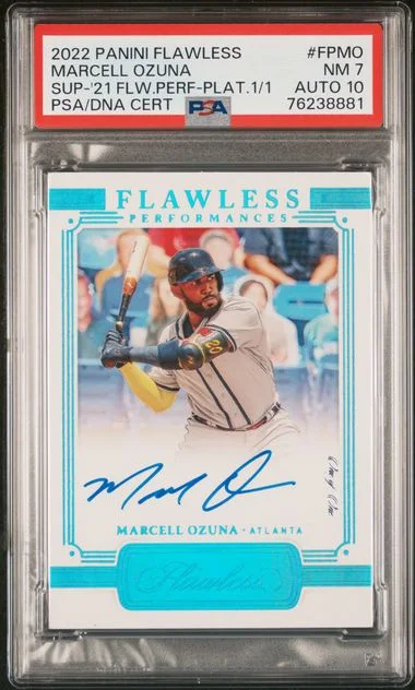 2022 Panini Flawless Marcell Ozuna Supplied '21 Flawless Performances Platinum #FP-MO card image