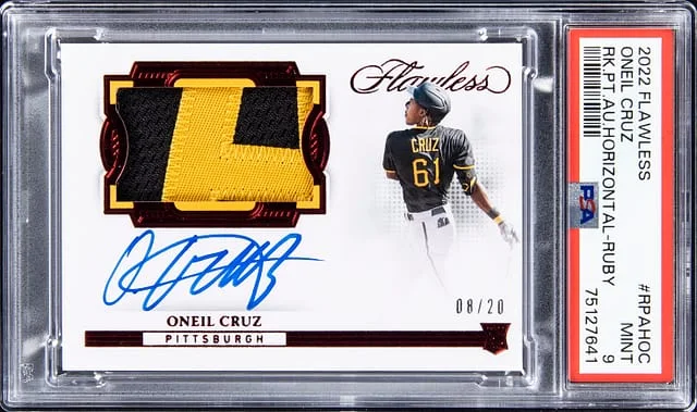 2022 Panini Flawless Oneil Cruz Patch Autographs Horizontal Ruby #RPAHOC card image