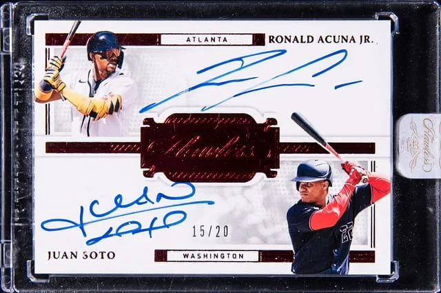 2022 Panini Flawless Ronald Acuna Jr./Juan Soto Dual Signatures Ruby #DS-RJ card image