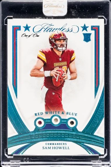 2022 Panini Flawless Sam Howell Gem Relic - Panini Encased Red White & Blue #RWB-SH card image