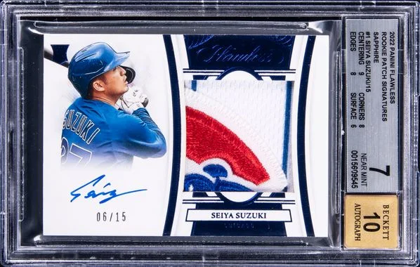 2022 Panini Flawless Seiya Suzuki Patch Signatures Sapphire #1 card image