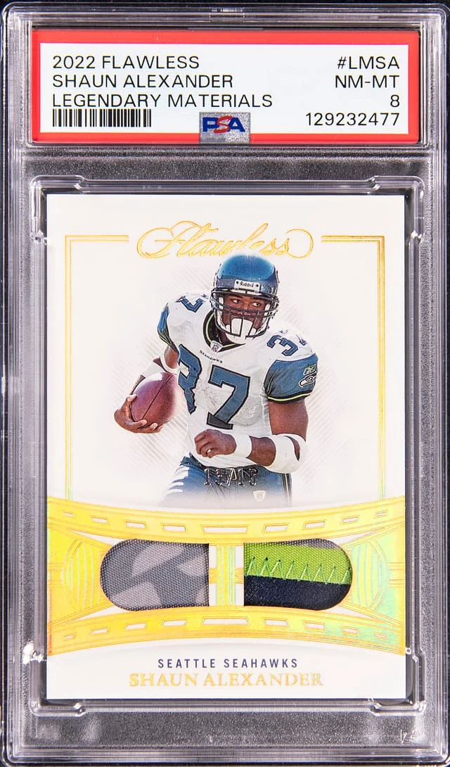 2022 Panini Flawless Shaun Alexander Legendary Materials #LM-SA card image