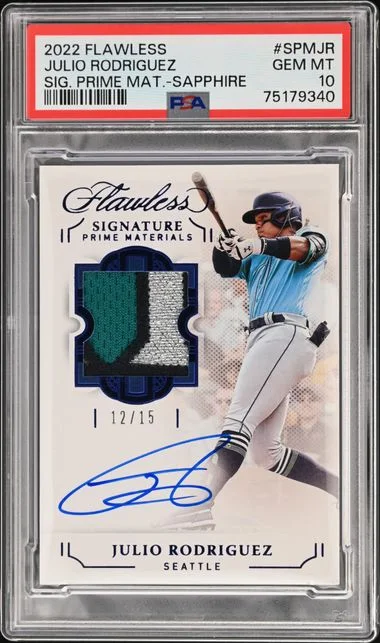 2022 Panini Flawless Signature Prime Materials Sapphire Spmjr Julio Rodriguez #no-number card image