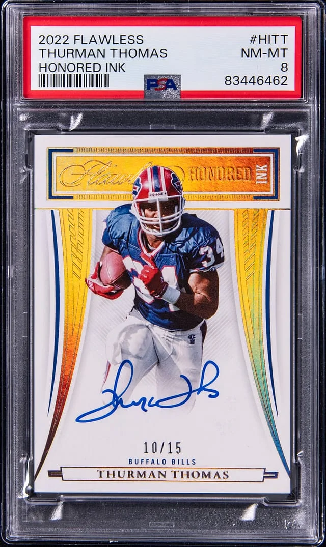 2022 Panini Flawless Thurman Thomas Honored Ink #HI-TT card image