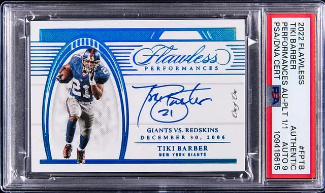 2022 Panini Flawless Tiki Barber Performances Autographs Platinum #FP-TB card image