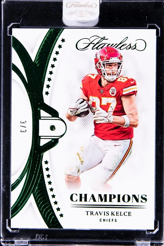 2022 Panini Flawless Travis Kelce Super Bowl Champions Emerald #SBC-9 card image