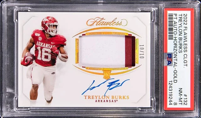2022 Panini Flawless Treylon Burks Collegiate Patch Autographs Horizontal Gold #132 card image
