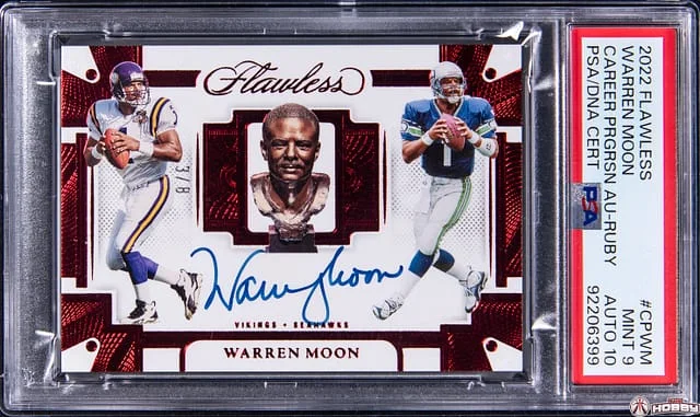 2022 Panini Flawless Warren Moon Career Progression Autograph-Ruby #CPWM card image