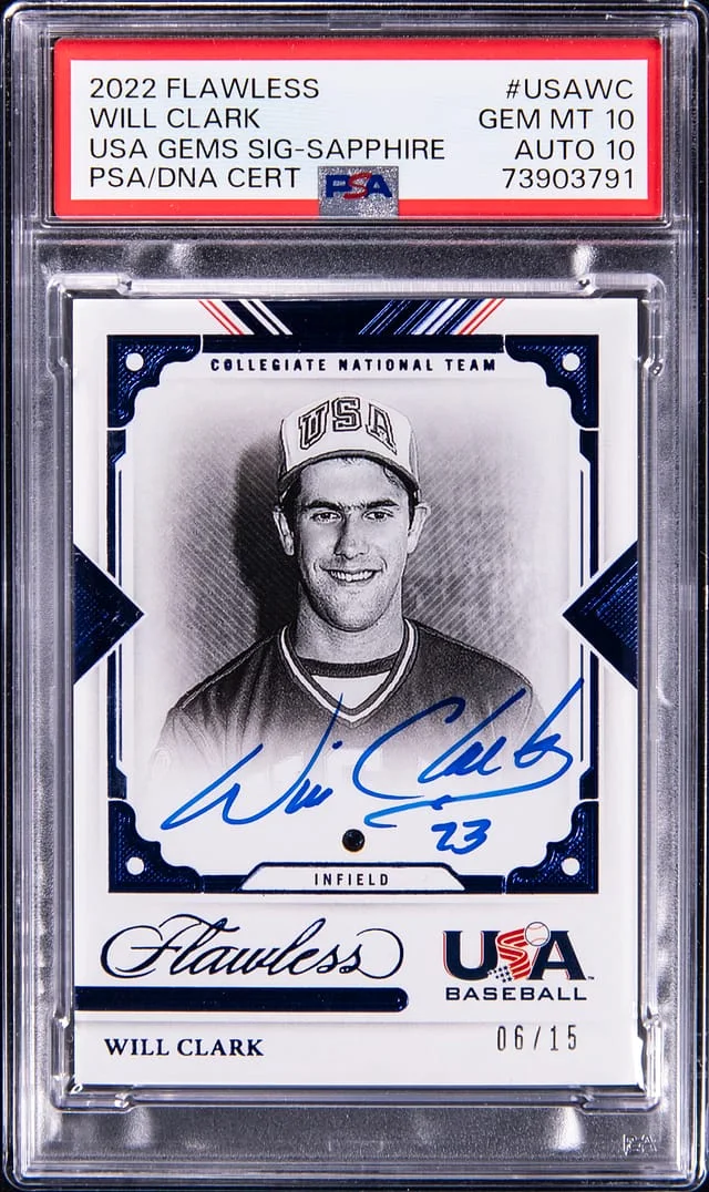 2022 Panini Flawless Will Clark USA Gems Signature Sapphire #USA-WC card image