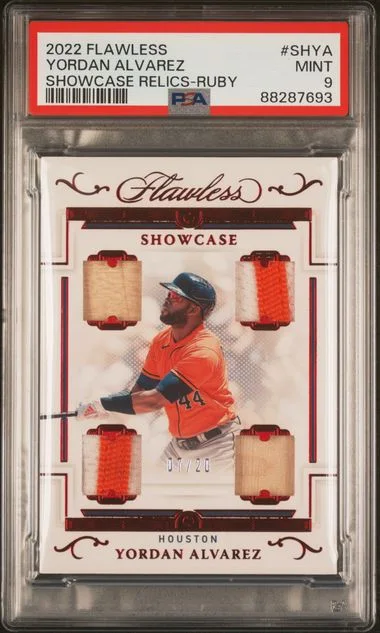 2022 Panini Flawless Yordan Alvarez Showcase Relics Ruby #SHYA card image