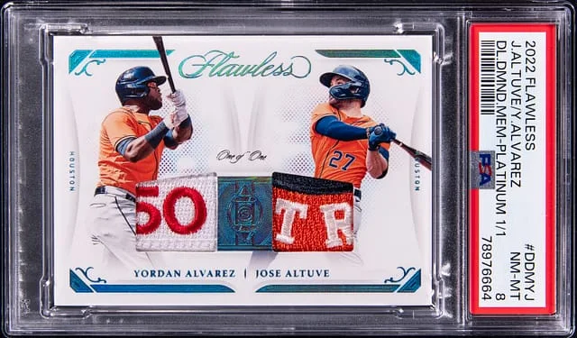 2022 Panini Flawless Yordan Alvarez/Jose Altuve Dual Diamond Memorabilia Platinum #DDM-YJ card image