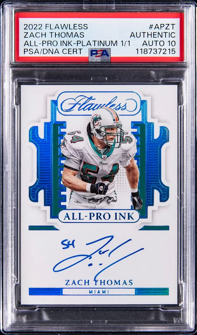 2022 Panini Flawless Zach Thomas All-Pro Ink Platinum #AP-ZT card image