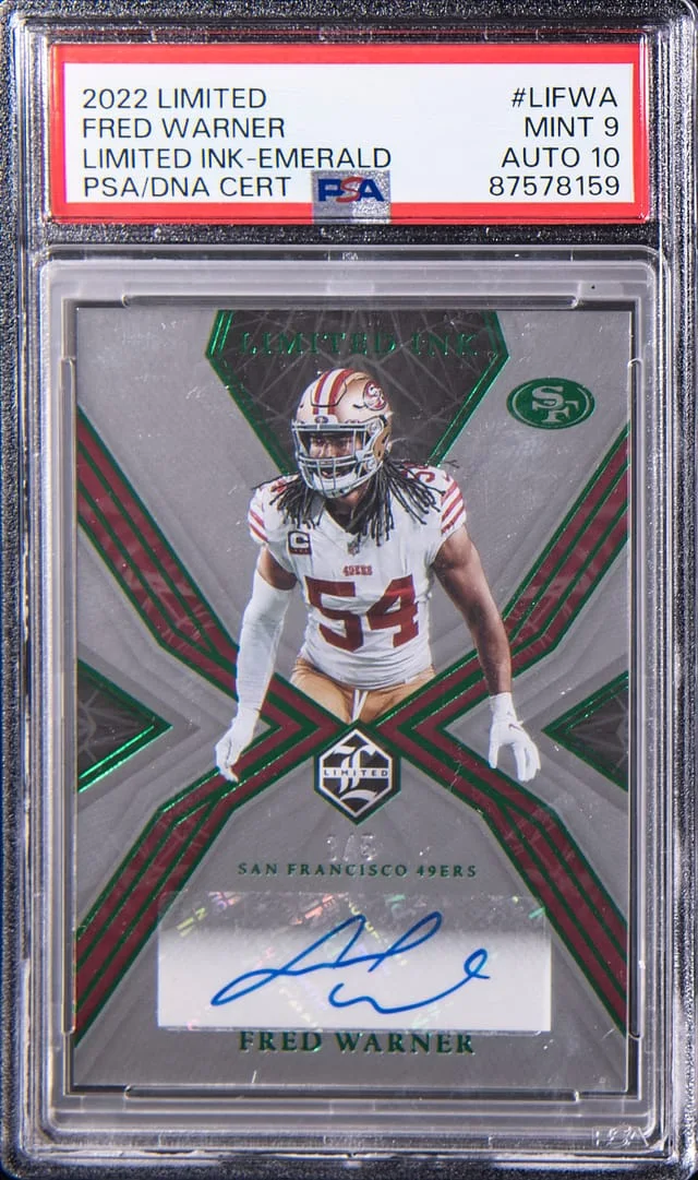 2022 Panini Fred Warner Limited Ink Emerald #LIFWA card image